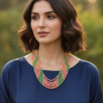 Radiant Multi-Strand Ombré Beaded Necklace – Handcrafted Elegance.