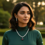 Women’s Ruby Necklace and Earring Set – Diamond & Red Gemstone Jewelry