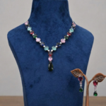 Exquisite Multicolor American Diamond (AD) Necklace Set with Drop Pendant
