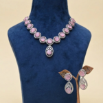 Elegant Pink & Clear CZ Necklace and Earring Set