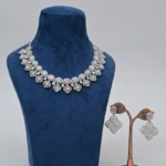 Mint Green & Blush Pink Pastel American Diamond Necklace Set