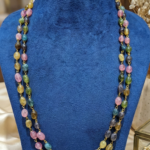 Gold Plated Multi-Color Stone Beaded Layered Necklace (2-Strand)