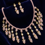 Blush Pink Faceted Bead & Kundan Choker Necklace Set with Pearl Accents