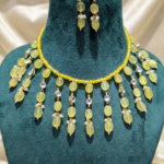 Lemon Quartz Style Beaded Necklace with Kundan Accents