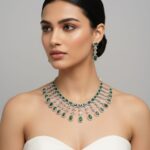 Regal Emerald Green & Crystal Halo Necklace Set
