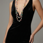 Multi color long pearl necklace set