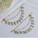 Handcrafted Mint Green Aventurine & Pearl Multi-Strand Ear Saharas (Ear Chains)
