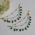 Handcrafted 3-Layer Emerald Green and Pearl Ear Saharas