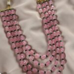 Rose Quartz & Emerald Green Bead Multi-Layer Rani Haar Necklace